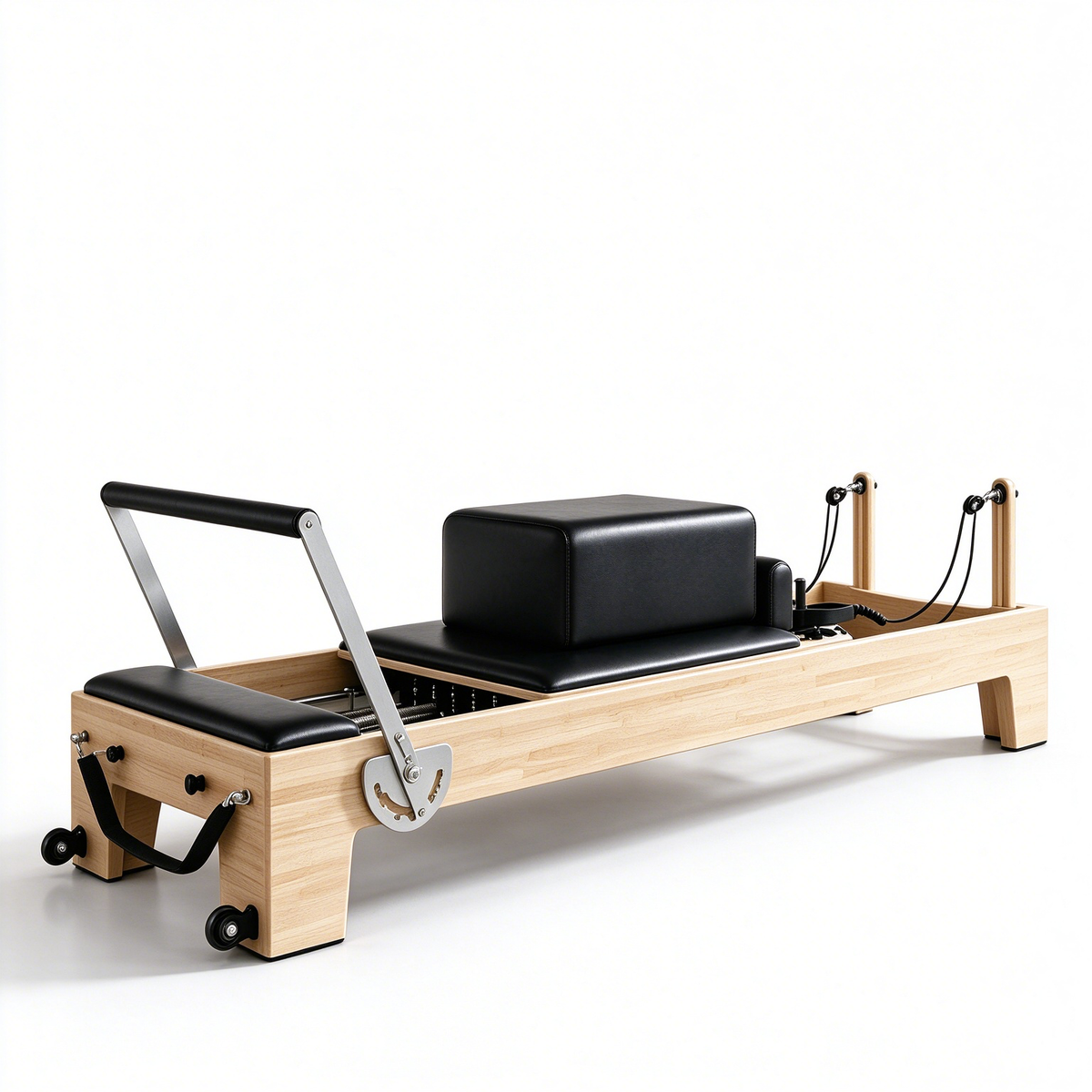 Solid Rubber Wood Pilates Reformer Machine